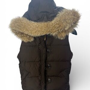 Medium J. Crew Brown Puffer jacket with removable Fur Hood